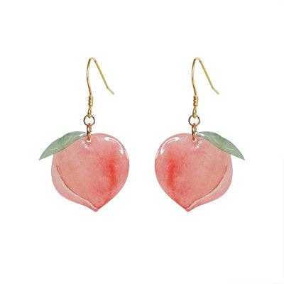 China Preferre sweet summer style earrings personality peach fruit temperament women simple sexy acrylic wild earrings for sale