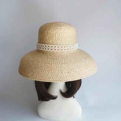 China Barred the new 2021 spring / summer fashion temperament pearl Lafite straw hat pearl Clochehat summer beach female vacation flat for sale