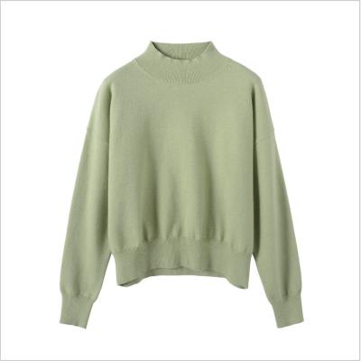 China 2021 breathable autumn and winter new avocado ladies sweater green collar sweater half-high temperament wild ladies sweater for sale