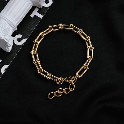 China High Quality Craft Wolf Fashion Jewelry Chain Link Anti-allergic/No Rust/Bamboo Beads Gold Silver Stainless Steel Bracelet for sale