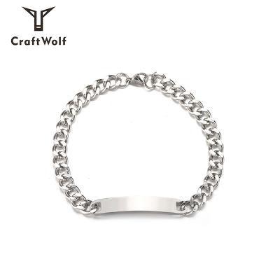 China High Quality Anti-allergic/No Rust/Craft Wolf Dish Name Necklace Personalized Tasty Engraved Jewelry Custom Minimalist Stainless Steel Square Bracelet for sale