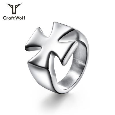 China FASHIONABLE Craft Wolf European and American Hiphop Jewelry Punk Cross Ring for sale