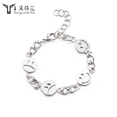 China Anti-allergic/No Rust/Wolf Style 316 High Quality Titanium Craft Steel Shape Of Emoticon Chain Bracelet Jewelry for sale