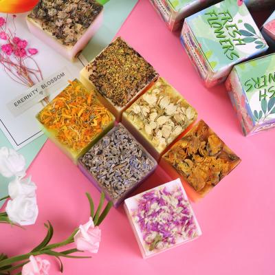 China OEM Factory Essential Oil Rose Lavender Dry Dried Petals Flower Petal Base Cleansing Organic Natural Handmade Soap for sale