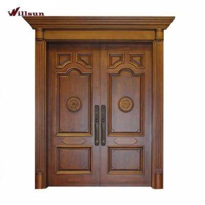 China AR-A032 Luxury Metal Retro Cast Aluminum Door Interior Iron Leaf Main Door for sale