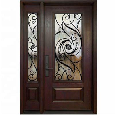 China AR-S061 EUROPEAN Wrought Iron Single Door With Decorative Hand Forged Curved Flower For House for sale