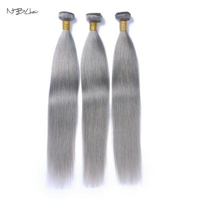 China Brazilian Silky Straight Wave Hair Bundles Weaves 100% Silver Gray Color Body Wave Hair Extension Remy Hair Weaves Free Sample Pre Color for sale