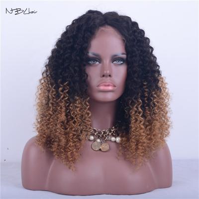 China Curly Curl Ombre Blonde Highlights Color Wave 13x4 Curl Lace Front Human Hair Wigs 180% Density 360 Wig Hair High Density Wigs for sale