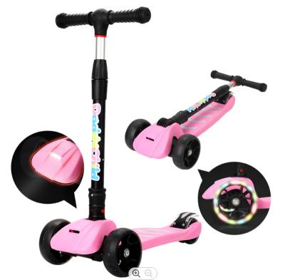 China 2021 New Eco-friendly Safe Funny Exciting LED Light 3 Wheel Foldable Adjustable Kids Kick Scooter With Music for sale