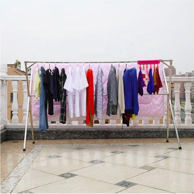 China Eco-friendly Stainless Steel Folding Clothes Hanger Telescopic X-Type Cloth Drying Rack for sale