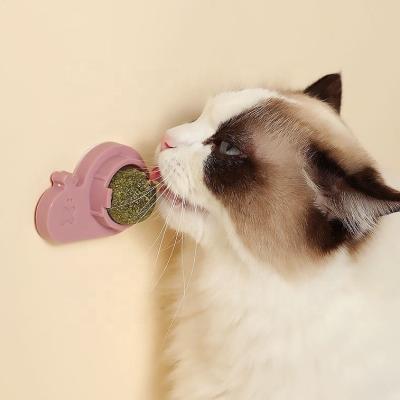 China 2022 New Style Pet Toys Cats Viable Wholesale Catnip Ballcatnip Rotary Wall Lick Treat Toys For Cats Cat Mint Ball for sale