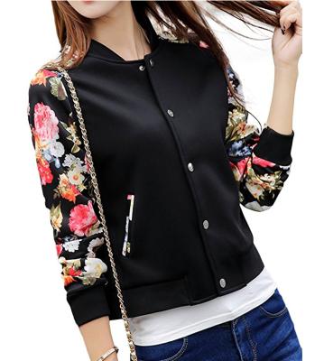 China Breathable Women Floral Print Baseball Bomber Jacket Casual Custom Anorak Jacket for sale