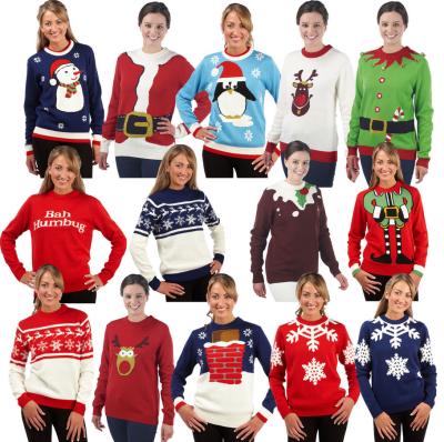 China Wholesaler Women Christmas Sweater Anti-pilling Novelty Knitted Christmas Jumpers Sweater Tops for sale