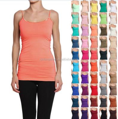 China Sphagetti strap long tank tops anti-pilling WOMEN'S TANK TOP layering plain all colors for sale