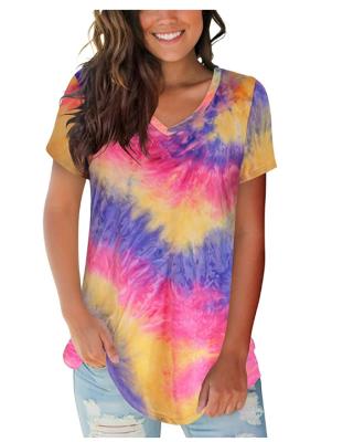 China Plus Size QUICK DRY Short Sleeve Summer Tie Dye Casual T Shirts For Women for sale