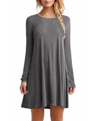 China Anti-Static Women's Casual Single Sleeve Long Round Neck Tunic Loose Mini Dress T-Shirt for sale