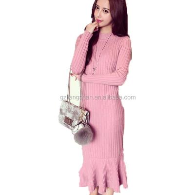 China Women Autumn Winter Dress Women Anti-wrinkle Sweater Knitting Warm Sheath Mermaid Casual Women's Dresses for sale