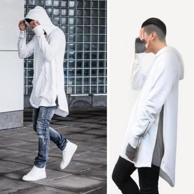 China Wholesale Anti-pilling Men's Hip Hop Side Zipper Curved Edge Aplet Blank Pullover Hoodies for sale