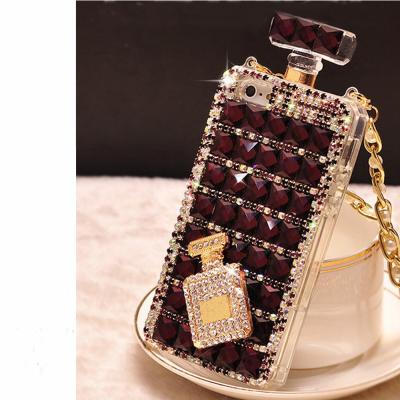 China Anti-fall Bling Luxury Diamond Crystal Perfume Bottle Mobile Luxury Lanyard Colorful Back Phone Case for iphone 13 12 11 pro max for sale