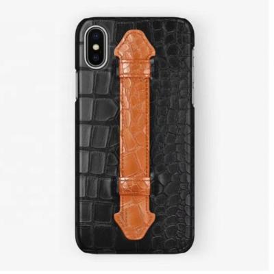 China Anti-fall Hot Sales Crocodile Pattern Genuine Leather Embossed Cell Phone Case Mobile Cover With Handle For Iphone 13 Series for sale