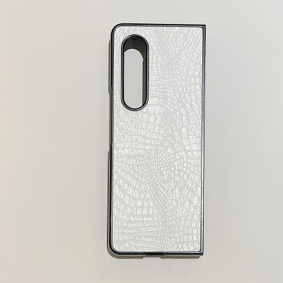 China Newest Scratch Resistant Leather Texture Shockproof Mobile Cell Phone Cover For Samsung Galaxy Z Fold 3 Case for sale