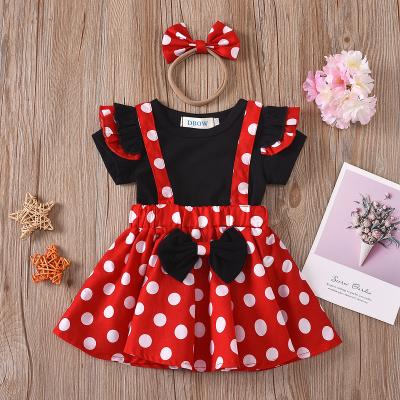 China Europe and the United States 2021 summer girl suit cover girls dress snow white 3 clothing modeling female baby choli tie three-piece boyfriend knot for sale