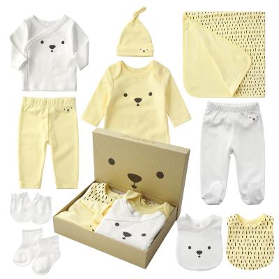 China Wholesale Anti-Shrink Cotton Cloth Bodysuit Set 10pcs/pack Newborn Jumpsuit,Blanket,Hat,Pants Long Sleeve Romper And Bib Baby for sale