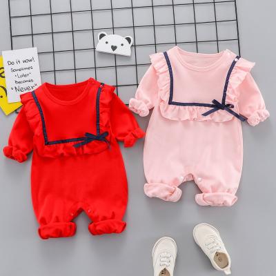 China Simple long-sleeved cotton long sleeve baby spring baby romper suit female spring and autumn clothing rise newborn infant clothes for sale