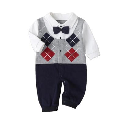 China Gentleman's Overalls High Recommend Autumn England Style Cotton Knitted 2pcs Baby Rompers Clothes for sale