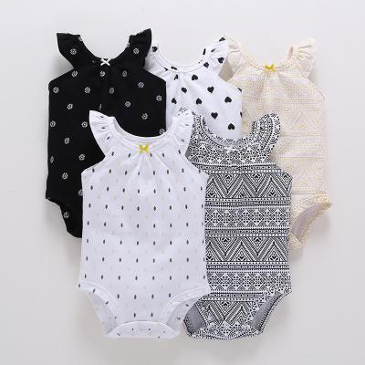 China Newborn Unisex Hired Baby Boy Girls Wholesale Printed Baby Onesie Baby Fly Sleeve Rise Clothes Kids Clothes for sale