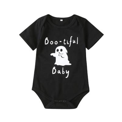 China Spandex/Cotton New Design Cute Cartoon Ghost BOOTIFUL-BABY Black Rompers HA20246 for sale