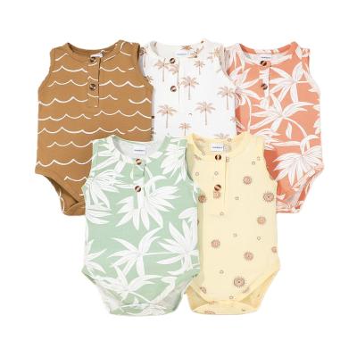 China Best Quality Breathable Summer Design Sleeveless Cartoon Printing Breathable Neonatal Baby Even Rise Clothes Unisex Pants Vest for sale