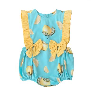 China High Quality Hot Selling Lemon Pattern Lemon Printed Babies' Cotton Sleeveless Rompers for sale