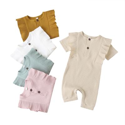 China Summer Casual Daily Babies' Solid Color Spandex/Cotton Top Quality Clothes Rompers for sale