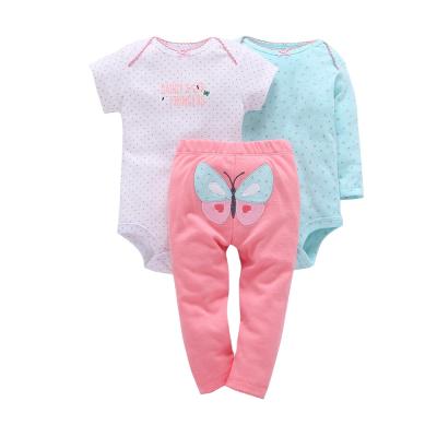 China Anti-static hot sale candy color cute cartoon printed full sleeve baby rompers short pants suit for sale