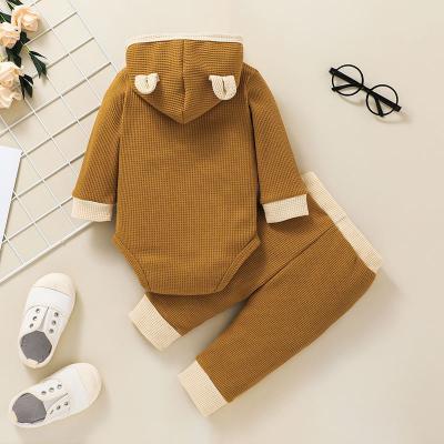 China Anti-wrinkle cute two-piece overalls 2021 new autumn waffle pants long sleeve baby overalls baby clothes for sale