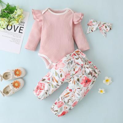 China Cotton autumn baby sweater long sleeve printed pants new set European and American baby female mine two-piece set for sale