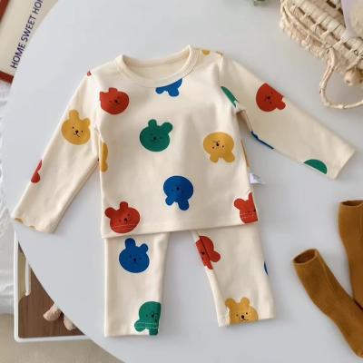 China Han's Edition Cartoon Cotton Home Clothes Warm Underwear Long Sleeve Spring and Autumn Leisure Two-piece Set for Babies for sale