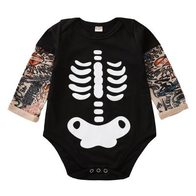 China Eco-Friendly Newborn Baby Boy Oneise With Tattooed Arms Long Sleeved Rompers Halloween Clothes Kids for sale