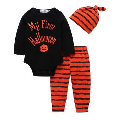 China Cotton Customize Halloween 3pcs Baby Clothes Cute Baby Clothes With Pant And Hood Set for sale