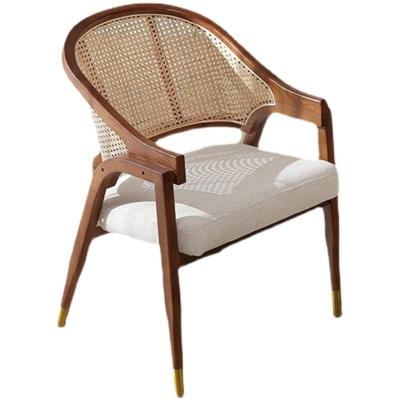 China Wholesale Modern Outdoor Solid Wood Leather Rattan Leisure Cooling Dining Chair for sale