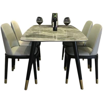 China Contemporary Combination Luxury Solid Wood Marble Dining Table Set For Home Furniture for sale