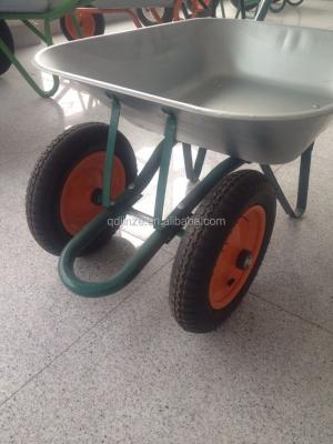 China Construction tool ukraine constractores wheel barrow with zinc tray double wheels wb6203s for sale