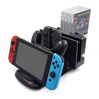 China Newly Multi-functional Charging Dock for NS Console Joy-cons and Pro Controller with 4 Game Card and Straps Storage for sale