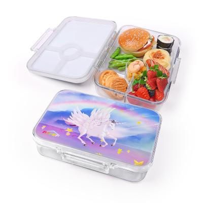 China Best Selling Popular Microwavable Food Grade Tritan Bento Plastic Transparent Plastic Lunch Box With 4 Compartment for sale