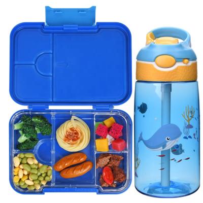 China Aohea Tritan Factory Kids Sustainable Plastic Bento Box BPA Free Reusable Insulated Lunch Box With Water Bottle for sale