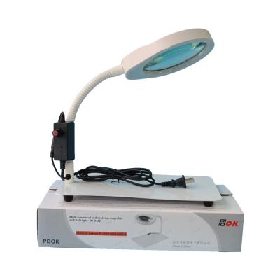 China Hot Sale Glass Adjustable Arm Factory PD-032C Magnifier Desk Lamp for sale