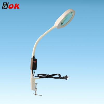 China Dimmable PD-032A Desktop Clamp Magnifier With Led Lamp Lab Magnifying Glass for sale