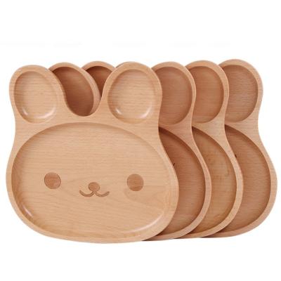 China Disposable Style Nature Cartoon Dinner Tray Baby Children Kids Wood Trays for sale