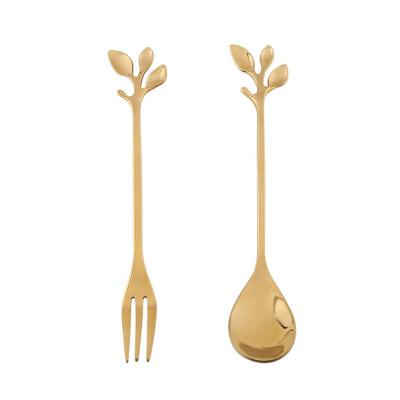 China Disposable Gold Spoon And Stainless Fork Cutlery Spoon And Fork Set for sale